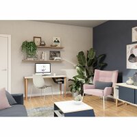Poise Sideboard, Plywood, Schiebetüren in verkehrsweiß, 4 Füße aus Eiche, H 621 x B 1000 x 450 mm