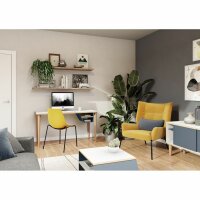 Poise Sideboard, Plywood, Schiebetüren in verkehrsweiß, 4 Füße aus Eiche, H 621 x B 1000 x 450 mm