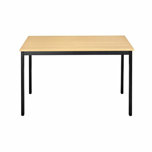 Bisley Mehrzwecktisch, rechteckig, Gestell aus Stahl, 30 x 30 mm, pulverbeschichtet, Farbe: 333 schwarz; Tischplatte 19 mm, melaminharzbeschichtet, hochabriebsfest, Dekor: BC buche; Maße: H 740 x B 1200 x T 800 mm