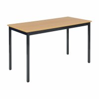 Bisley Mehrzwecktisch, rechteckig, Gestell aus Stahl, 30 x 30 mm, pulverbeschichtet, Farbe: 333 schwarz; Tischplatte 19 mm, melaminharzbeschichtet, hochabriebsfest, Dekor: BC buche; Maße: H 740 x B 1200 x T 800 mm