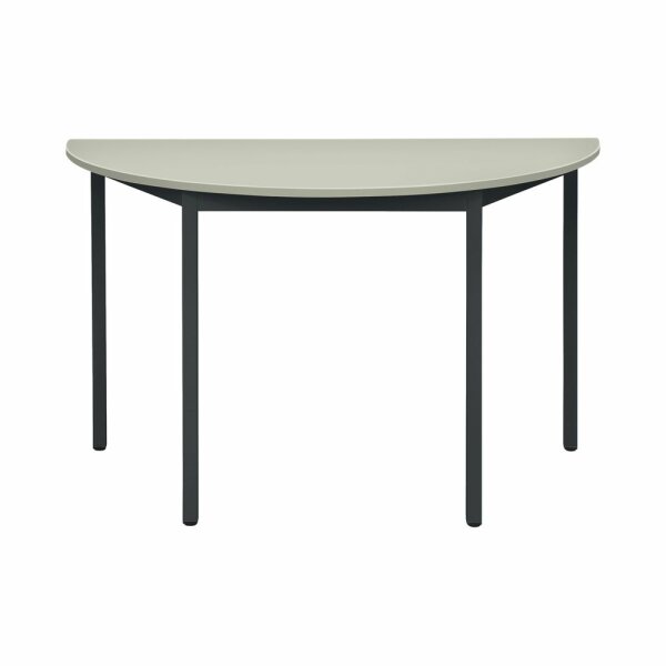 Bisley Mehrzwecktisch, halbrund, Gestell aus Stahl, 30 x 30 mm, pulverbeschichtet, Farbe: 333 schwarz; Tischplatte 19 mm, melaminharzbeschichtet, hochabriebsfest, Dekor: BC buche; Maße: H 740 x B 1200 x T 600 mm
