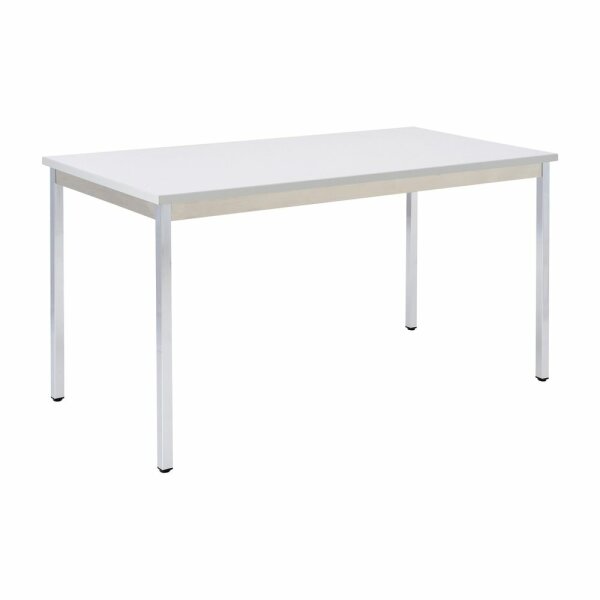 Bisley Mehrzwecktisch, rechteckig, Gestell aus Stahl, 30 x 30 mm, verchromt, Farbe: 399 chrom; Tischplatte 25 mm, melaminharzbeschichtet, hochabriebsfest, Dekor: G grau; Maße: H 740 x B 1800 x T 800 mm