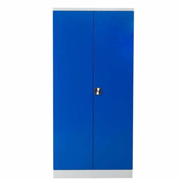G-Office Gürkan FLC.19/N Flügeltürenschrank, 195 x 92 x 42 cm (HxBxT), 7035 Lichtgrau, 5010 Enzianblau, Eurolock-Griff