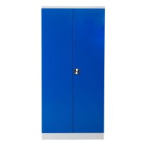 G-Office Gürkan FLC.19/N Flügeltürenschrank, 195 x 92 x 42 cm (HxBxT), 7035 Lichtgrau, 5010 Enzianblau, Eurolock-Griff