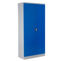 G-Office Gürkan FLC.19/N Flügeltürenschrank, 195 x 92 x 42 cm (HxBxT), 7035 Lichtgrau, 5010 Enzianblau, Eurolock-Griff
