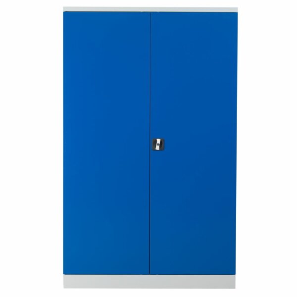 G-Office Gürkan FLC.192/N Flügeltürenschrank, 195 x 120 x 42 cm (HxBxT), 7035 Lichtgrau, 5010 Enzianblau, Eurolock-Griff