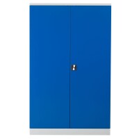 G-Office Gürkan FLC.192/N Flügeltürenschrank, 195 x 120 x 42 cm (HxBxT), 7035 Lichtgrau, 5010 Enzianblau, Eurolock-Griff