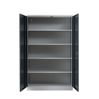 G-Office Gürkan FLC.192/N Flügeltürenschrank, 195 x 120 x 42 cm (HxBxT), 7035 Lichtgrau, 7016 Anthrazit, Eurolock-Griff