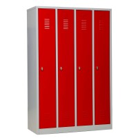 G-Office Gürkan WRC/4.18117 Durchgehender Garderobenschrank, 180 x 117 x 50 cm (HxBxT), 7035 Lichtgrau, 3000 Feuerrot, Drehriegel