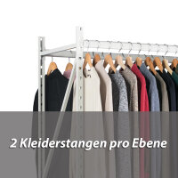 Evoracks Kleiderstangen Grundregal Stecksystem 2000x1250x600 mm, 260 kg Tragkraft, lichtgrau