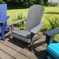 Adirondack Gartenstuhl dunkelgrau hochwertige Holzoptik – stabil & wetterfest aus Kunststoff, perfekt für Terrasse, Balkon & Garten