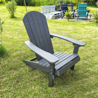 Adirondack Gartenstuhl dunkelgrau hochwertige Holzoptik – stabil & wetterfest aus Kunststoff, perfekt für Terrasse, Balkon & Garten