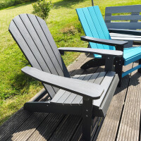 Adirondack Gartenstuhl dunkelgrau hochwertige Holzoptik – stabil & wetterfest aus Kunststoff, perfekt für Terrasse, Balkon & Garten