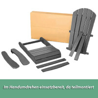 Adirondack Gartenstuhl dunkelgrau hochwertige Holzoptik – stabil & wetterfest aus Kunststoff, perfekt für Terrasse, Balkon & Garten