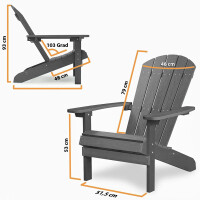 Adirondack Gartenstuhl dunkelgrau hochwertige Holzoptik – stabil & wetterfest aus Kunststoff, perfekt für Terrasse, Balkon & Garten