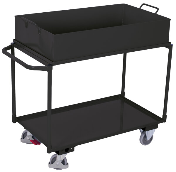 VARIOfit Tischwagen mit 2 Ladeflächen und abnehmbarer Wanne, 1180 x 610 x 1055 mm (BxTxH)