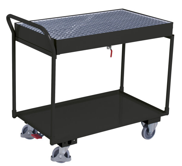 VARIOfit Tischwagen mit 2 Ladeflächen und Gitterrost, 1125 x 610 x 1020 mm (BxTxH)