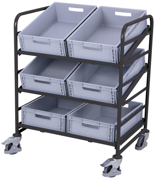 VARIOfit Eurokastenwagen mit 6 Kunststoffkästen, 935 x 665 x 1160 mm  (BxTxH)
