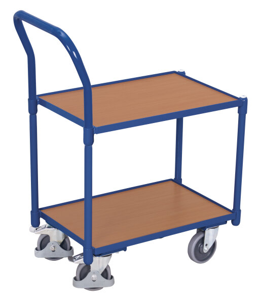 VARIOfit Euro-System-Roller mit 2 Ladeflächen (10 mm Rand) und Schiebebügel, 770 x 415 x 950 mm (BxTxH)