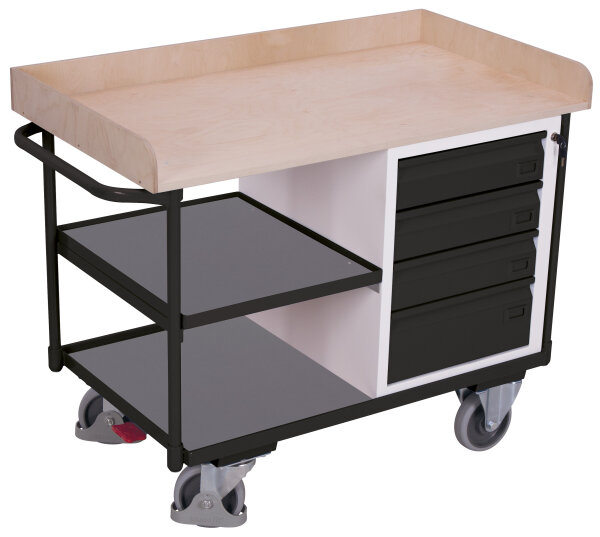 VARIOfit Werkstattwagen mit 3 Ladeflächen, 1220 x 640 x 955 mm (BxTxH)
