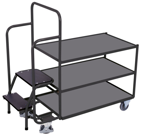 VARIOfit Kommissionierwagen mit 3 Ladeflächen, niedrig, 1455 x 625 x 1320 mm (BxTxH)