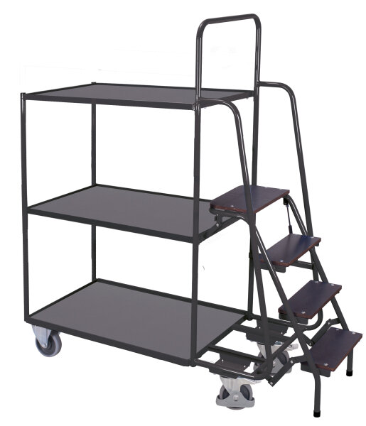 VARIOfit Kommissionierwagen mit 3 Ladeflächen, hoch, 1695 x 625 x 1900 mm (BxTxH)