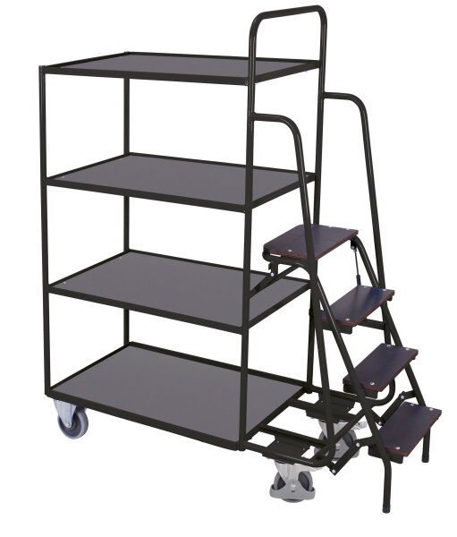 VARIOfit Kommissionierwagen mit 4 Ladeflächen, hoch, 1695 x 625 x 1900 mm (BxTxH)