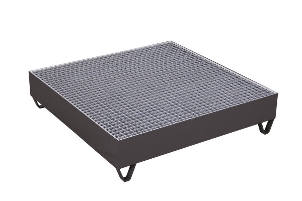 VARIOfit Auffangwanne mit Gitterrost für 4 Fässer a 200 Ltr, 1200 x 1200 x 285 mm (BxTxH)