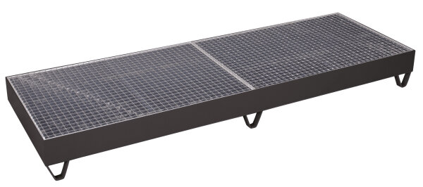VARIOfit Auffangwanne mit Gitterrost für 4 Fässer à 200 Ltr, 2390 x 800 x 250 mm (BxTxH)