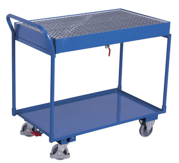 VARIOfit Tischwagen mit 2 Ladeflächen und Gitterrost, 1125 x 610 x 1020 mm (BxTxH)