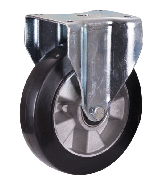VARIOfit Bockrolle Elastikvollgummi, 200 x 50 mm, schwarz, auf Aluminiumdruckgussfelge