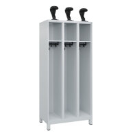 C+P Feuerwehrspind Expert, 3 Abteile, 1850x900x500 mm mit Helmhalter, RAL 7035 lichtgrau, Füße