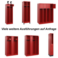 C+P Feuerwehrspind Expert, 3 Abteile, 1850x900x500 mm mit Helmhalter, RAL 7035 lichtgrau, Füße