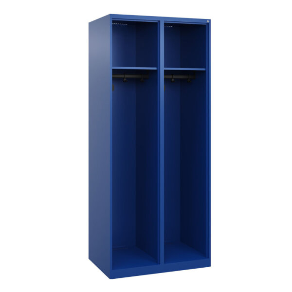 C+P Feuerwehrspind Expert, 2 Abteile, 1850x800x500 mm ohne Helmhalter, RAL 5010 enzianblau, Sockel