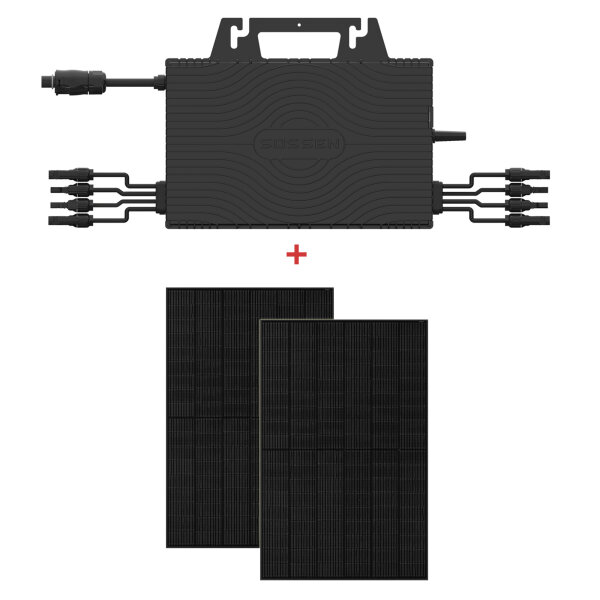 Komplett-Set SOSSEN Micro-Wechselrichter 800W 2x MPPT IP67 WiFi + 2x JA Solarpaneele 450 W FULL BLACK JAM54D41-450/LB ABHOLARTIKEL