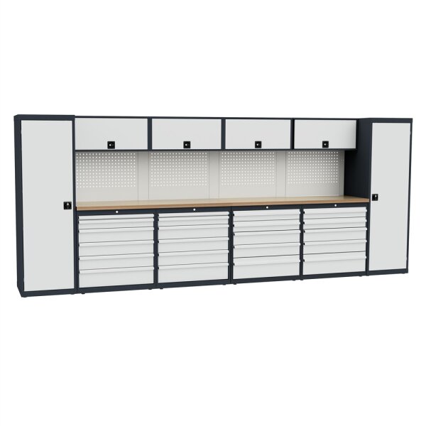 Simplaflex Werkstatt-Küche CLWK-004 – 4800 mm mit Arbeitsplatten, Schubladen & Schränken