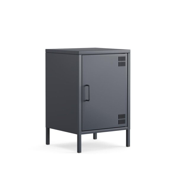 Metall-Nachttisch FERRY 2 Anthrazit - Kommode mit 1 Tür, 645 x 415 x 400 mm