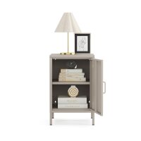 Metall-Nachttisch FERRY 2 Beige - Kommode mit 1 Tür, 645 x 415 x 400 mm