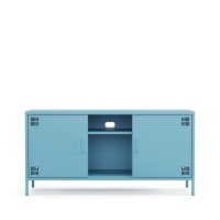 Metall-TV-Schrank FERRY 3 Blau - Lowboard mit 3 Regalen, 645 x 1305 x 400 mm