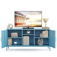 Metall-TV-Schrank FERRY 3 Blau - Lowboard mit 3 Regalen, 645 x 1305 x 400 mm