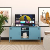 Metall-TV-Schrank FERRY 3 Blau - Lowboard mit 3 Regalen, 645 x 1305 x 400 mm
