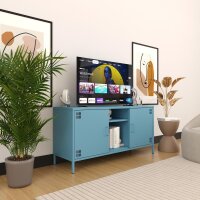 Metall-TV-Schrank FERRY 3 Blau - Lowboard mit 3 Regalen, 645 x 1305 x 400 mm
