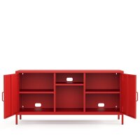 Metall-TV-Schrank FERRY 3 Rot - Lowboard mit 3 Regalen,...