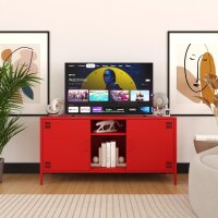 Metall-TV-Schrank FERRY 3 Rot - Lowboard mit 3 Regalen,...