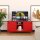 Metall-TV-Schrank FERRY 3 Rot - Lowboard mit 3 Regalen, 1305 x 400 x 645 mm