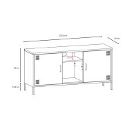 Metall-TV-Schrank FERRY 3 Lachsfarben - Lowboard mit 3 Regalen, 645 x 1305 x 400 mm