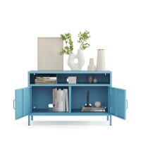 Metall-TV-Schrank FERRY 4 Blau - TV-Lowboard mit 4 Regalen, 1005 x 400 x 645 mm