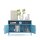 Metall-TV-Schrank FERRY 4 Blau - TV-Lowboard mit 4 Regalen, 645 x 1005 x 400 mm
