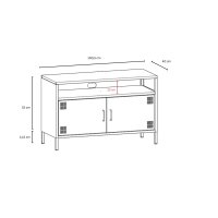 Metall-TV-Schrank FERRY 4 Beige - TV-Lowboard mit 4 Regalen, 1005 x 400 x 645 mm
