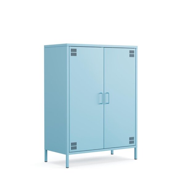 Metall-Sideboard FERRY 7 Blau - 2 Türen, verstellbare Regalböden, 805 x 400 x 1095 mm